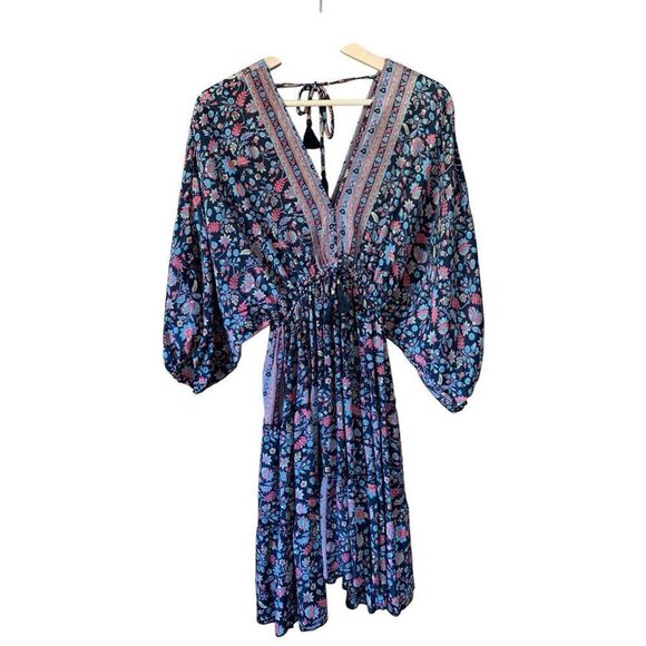 Karma Highway Floral Boho Mini Dress Black Multi OS - Picture 3 of 12